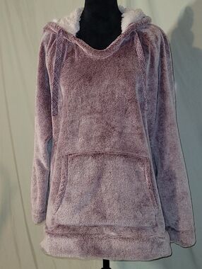 Members Mark Cozy Plush Hooded Pullover - Wine And Cream, XXL